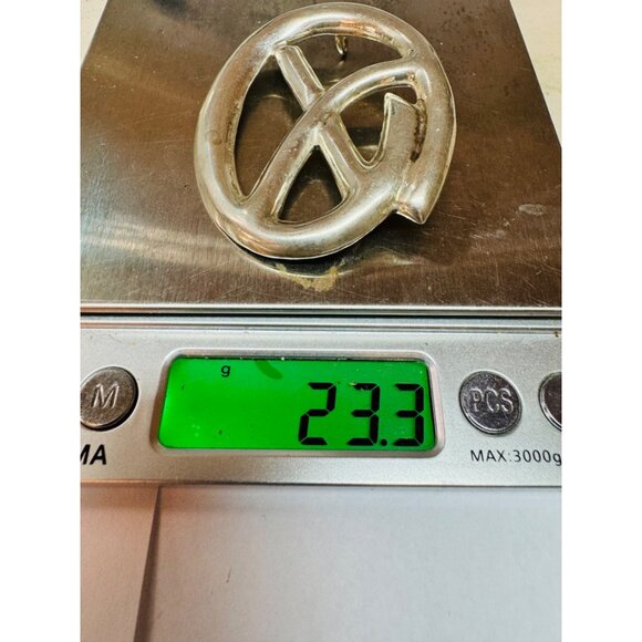 Vintage Estate 925 Sterling Silver Pendant Brooch-Pin, Unique O with X Design - Picture 10 of 10